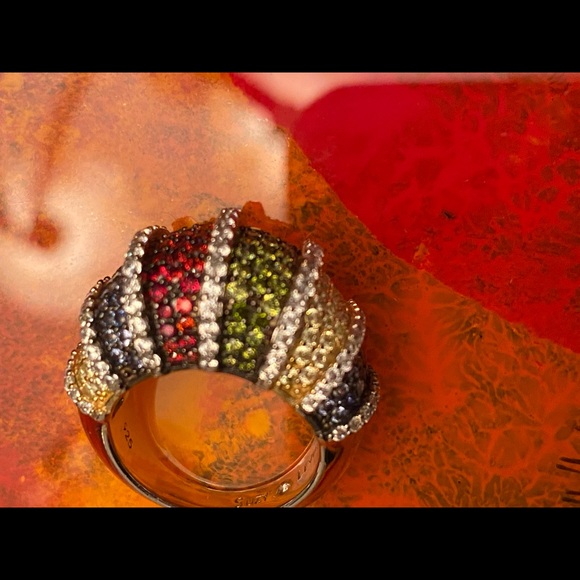 Suzy Levian Multi color Sterling Silver Ring Gorgeous! Perfect Holiday gift! - Picture 12 of 15
